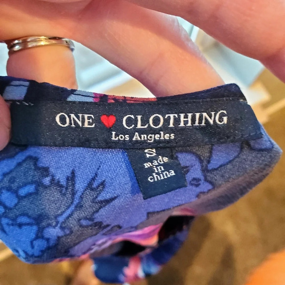 One Clothing Blue Tropical Long Sleeve Romper Size Small - Picture 3 of 16